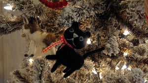 Wool Felt Kitten Ornament, black