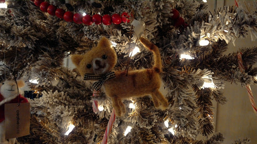 Wool Felt Kitten Ornament, brown