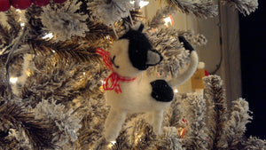 Wool Felt Kitten Ornament, black and white