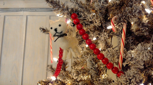 Wool Felt Kitten Ornament, white
